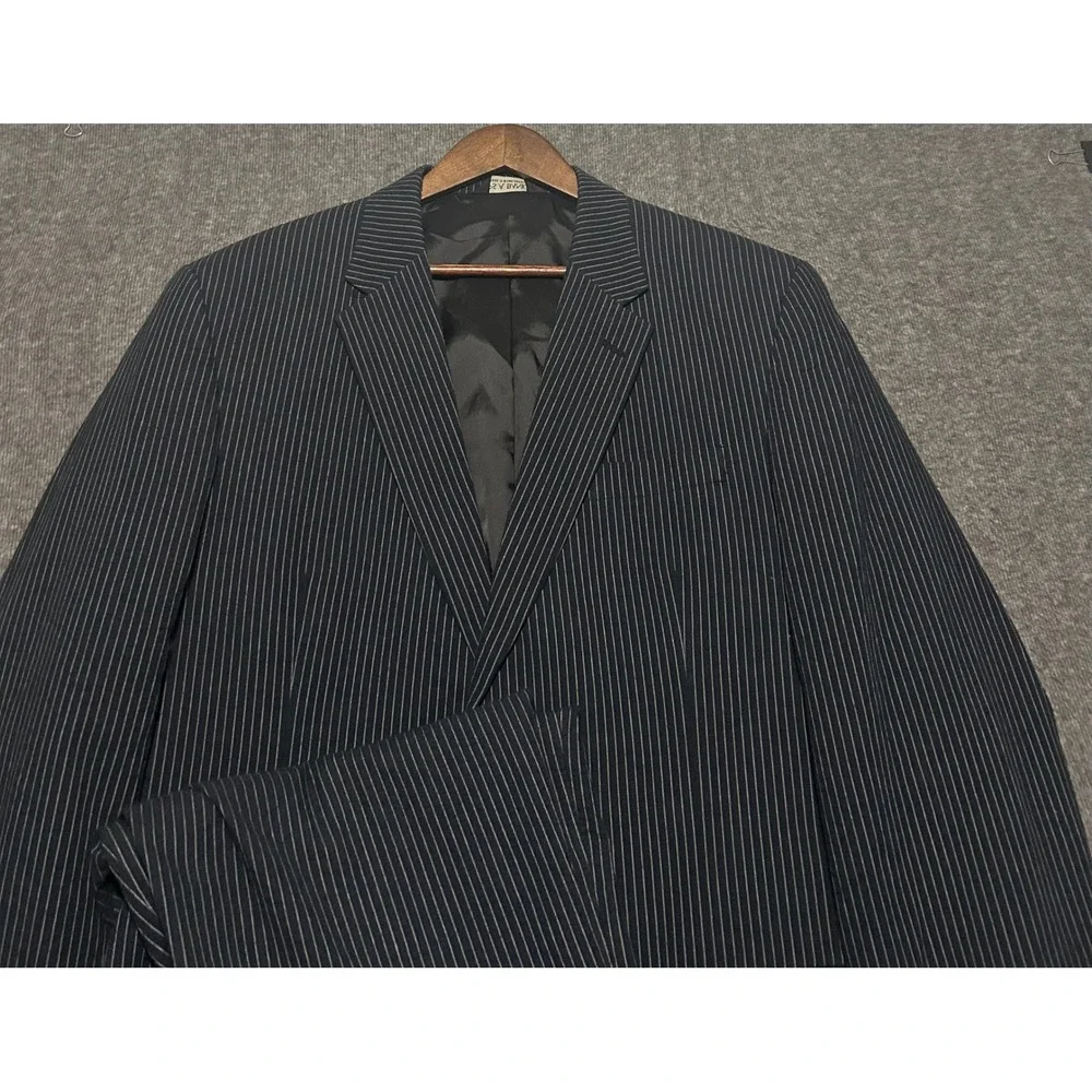 Jos a bank sport seersucker 2 piece suit mens blue size 46L cotton